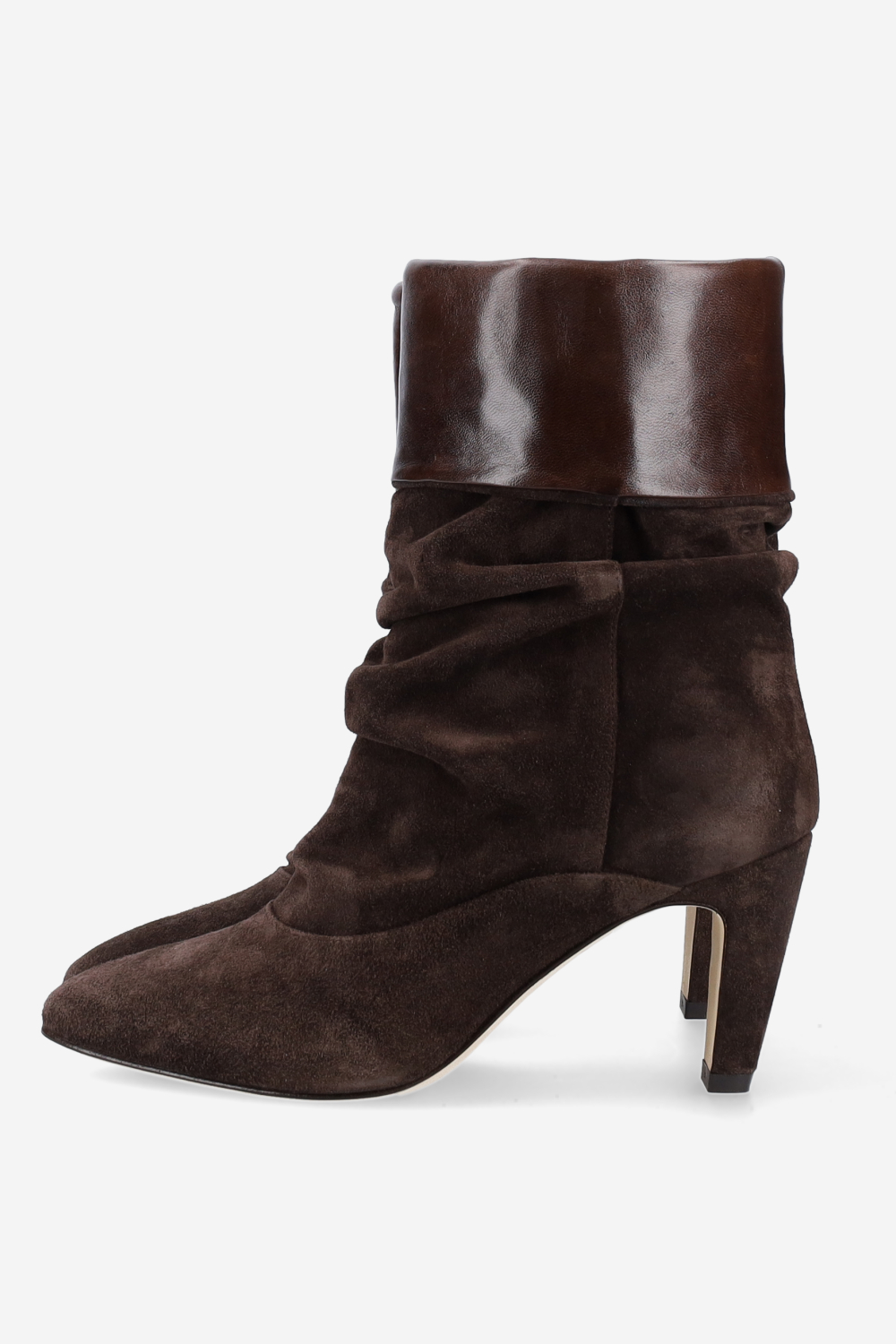 Draped suede ankle boots
