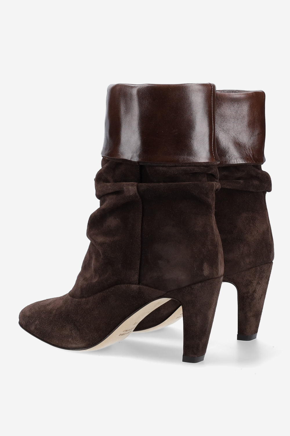 Draped suede ankle boots