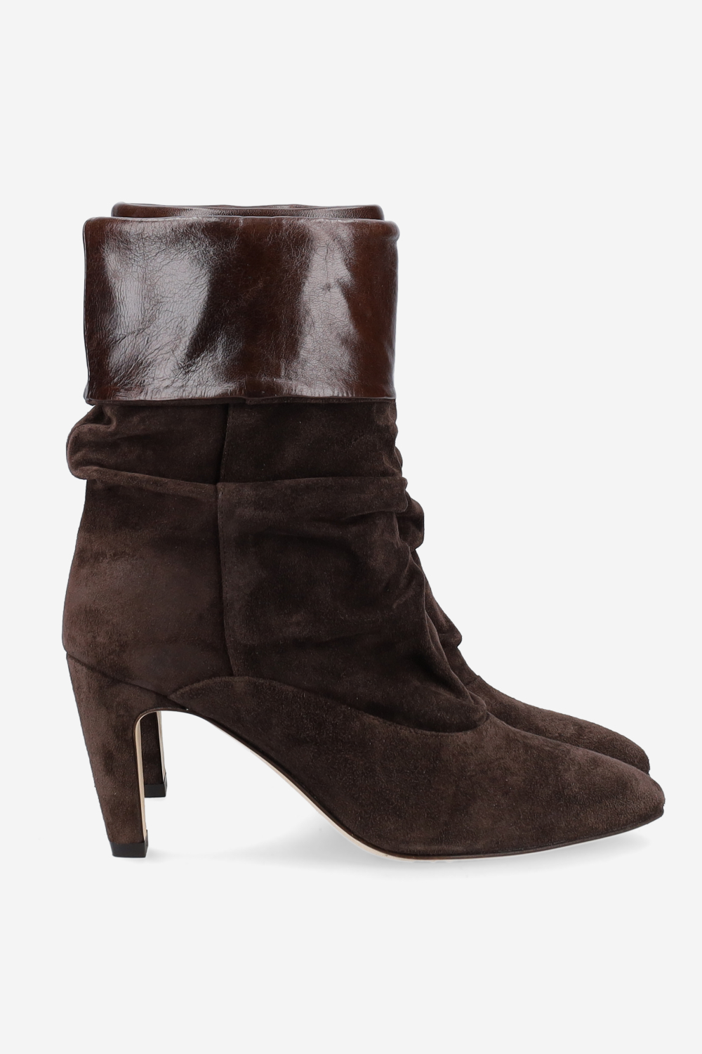 Draped suede ankle boots