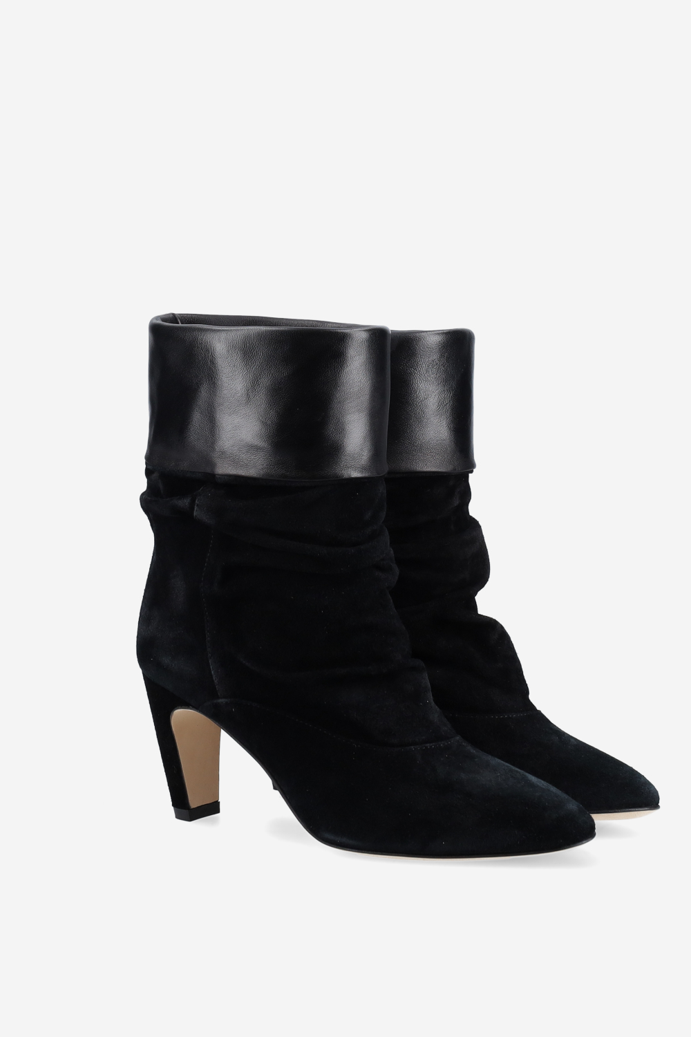 Draped suede ankle boots