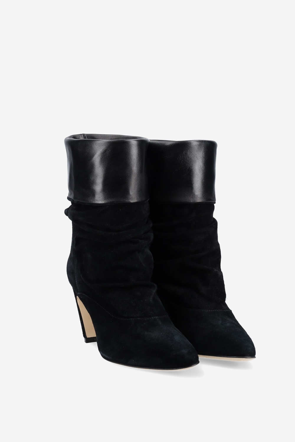 Draped suede ankle boots