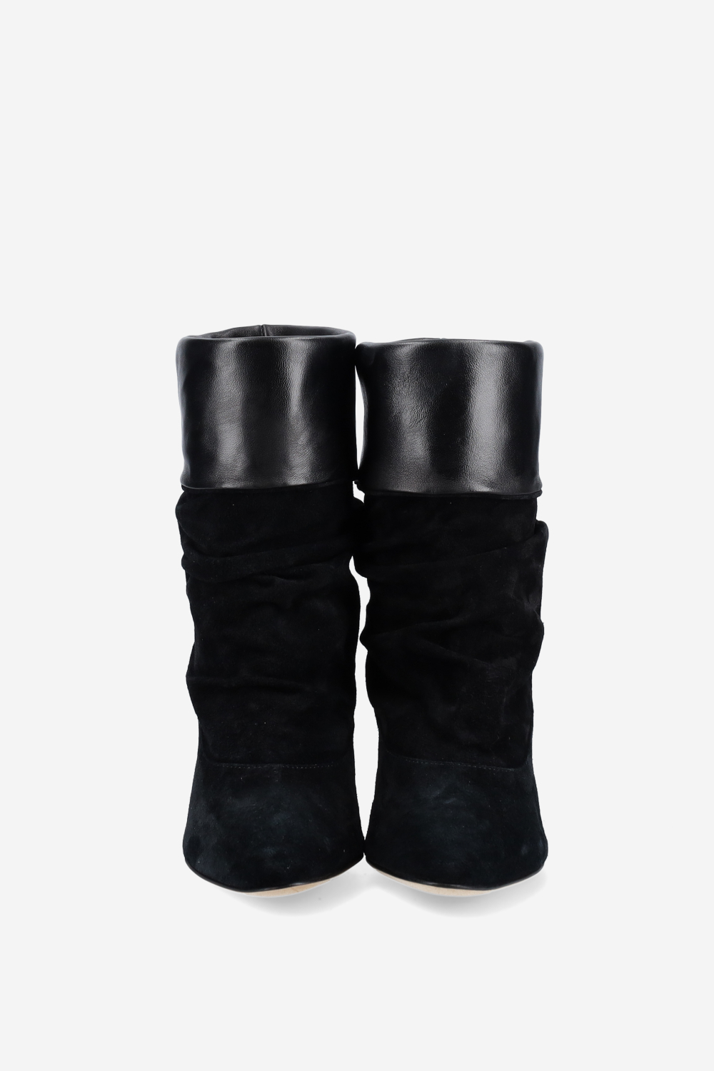 Draped suede ankle boots