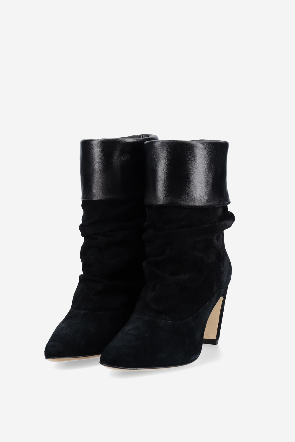 Draped suede ankle boots