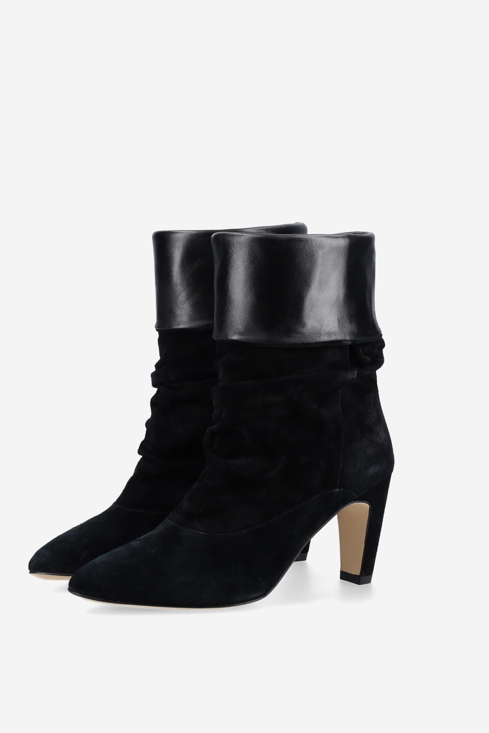 Draped suede ankle boots