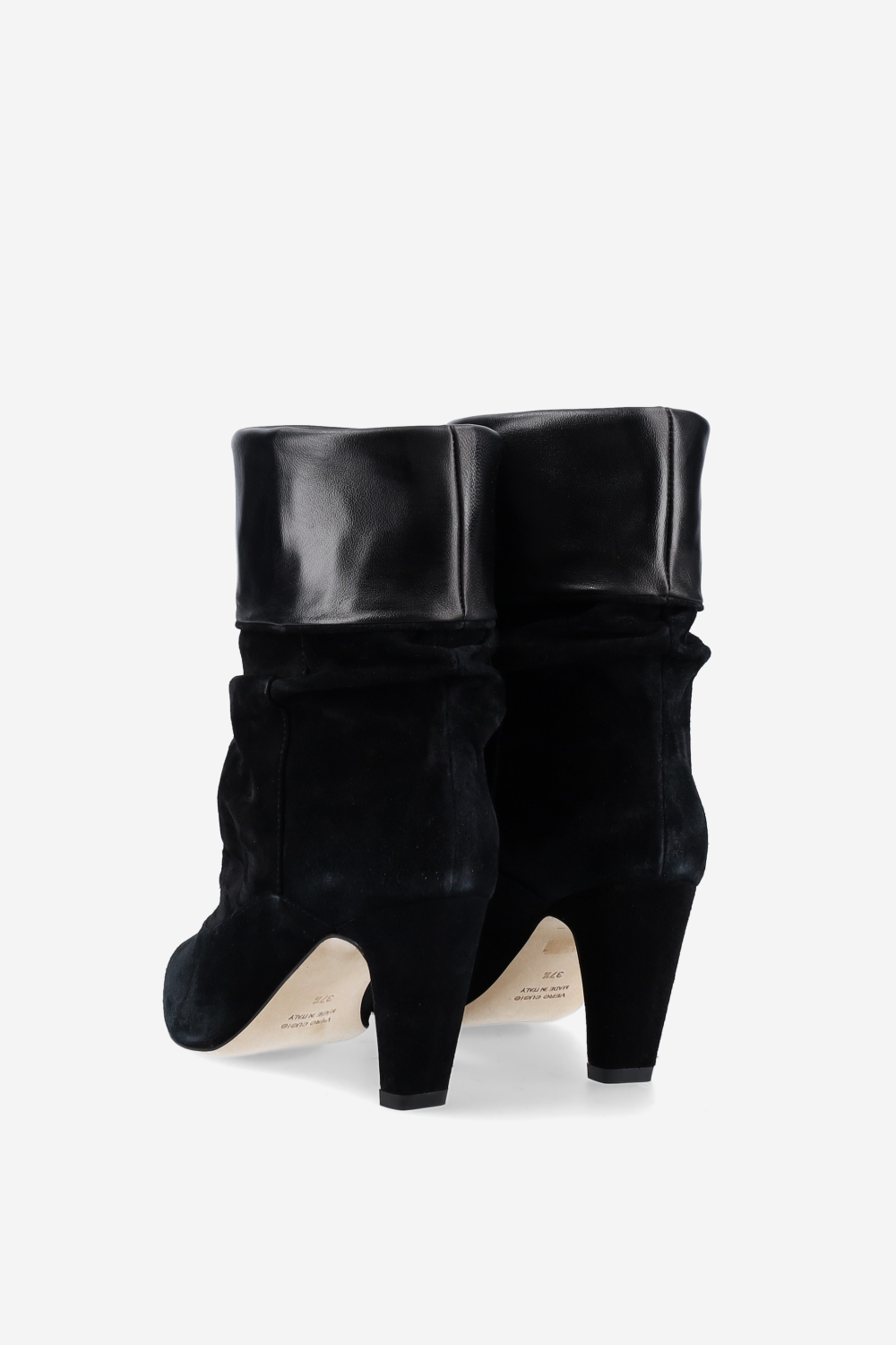 Draped suede ankle boots