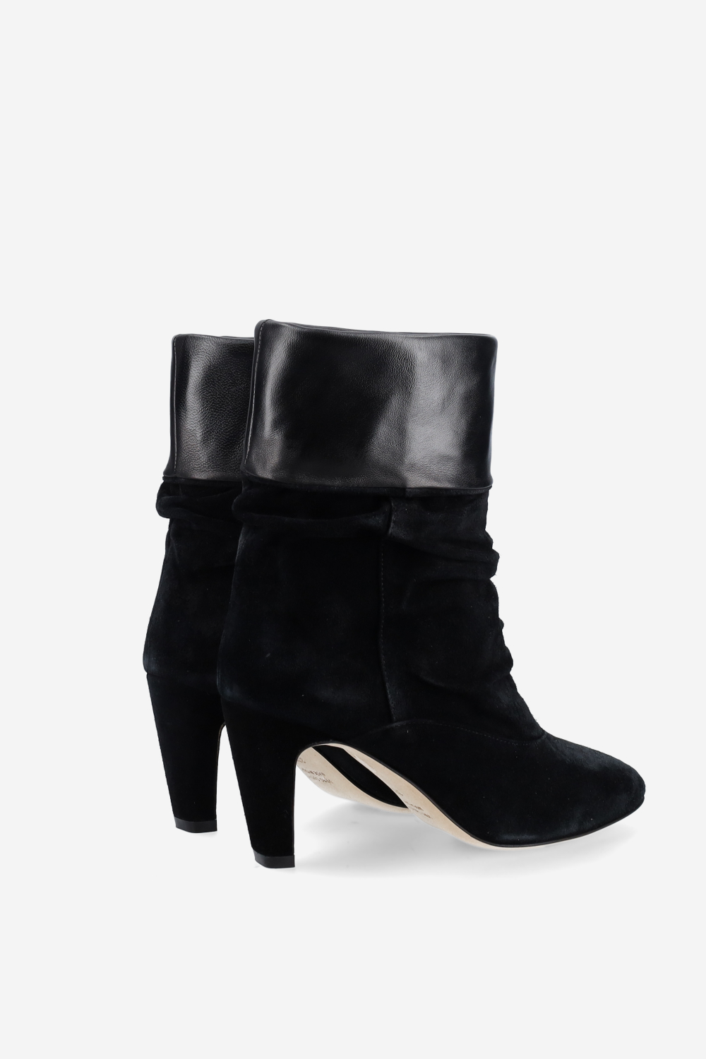Draped suede ankle boots