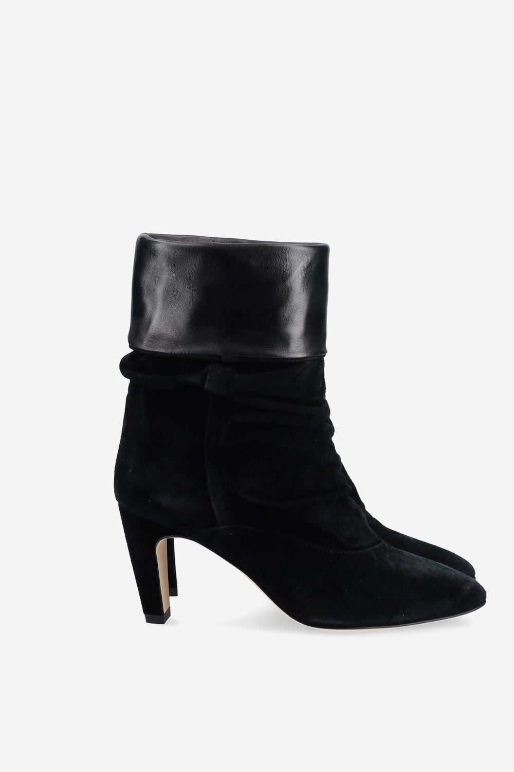 Draped suede ankle boots