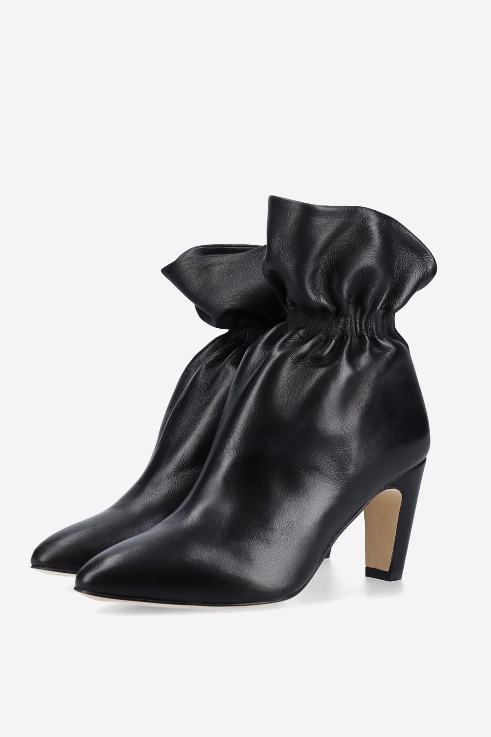Wrinkle leather ankle boots