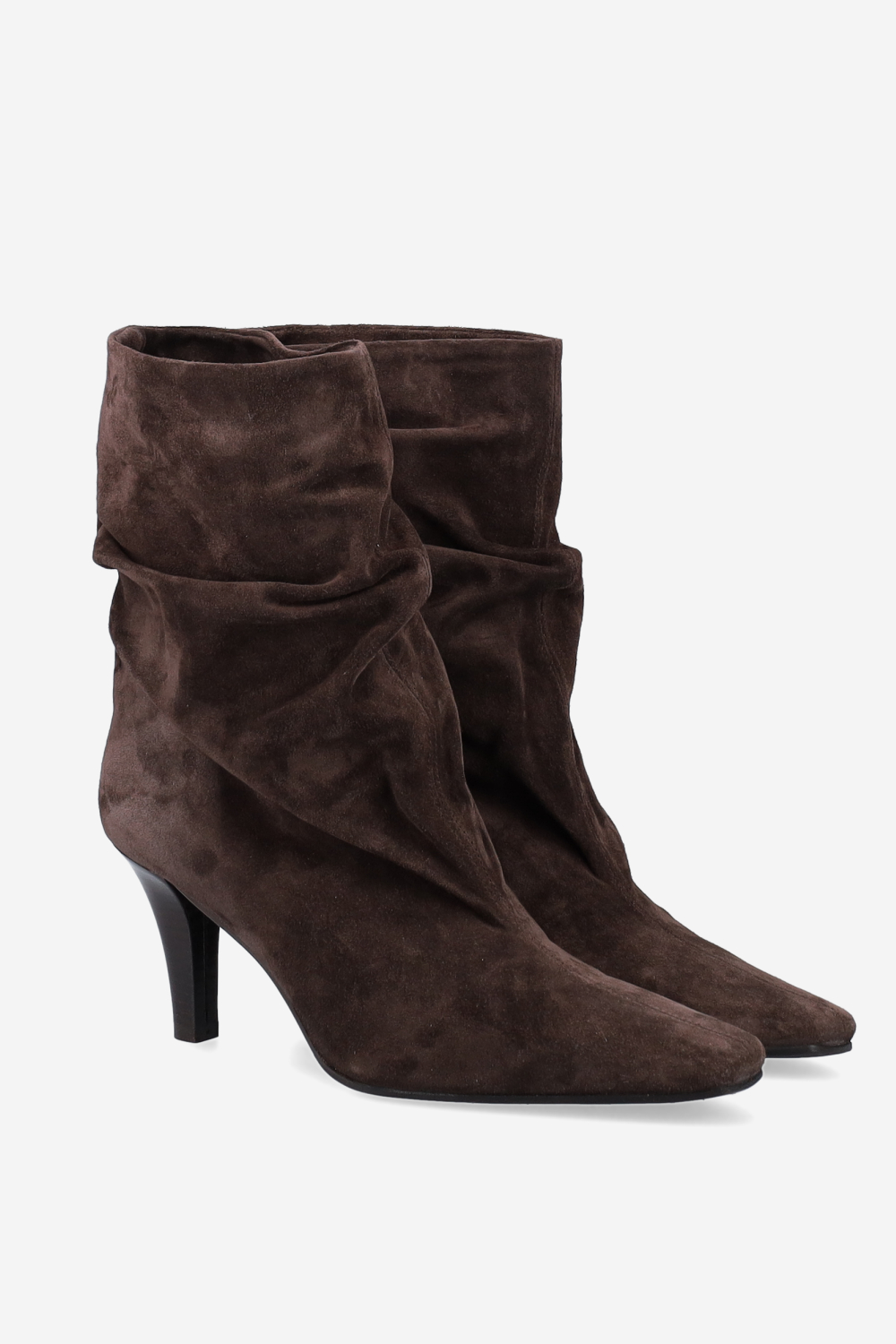 Draped suede ankle boots