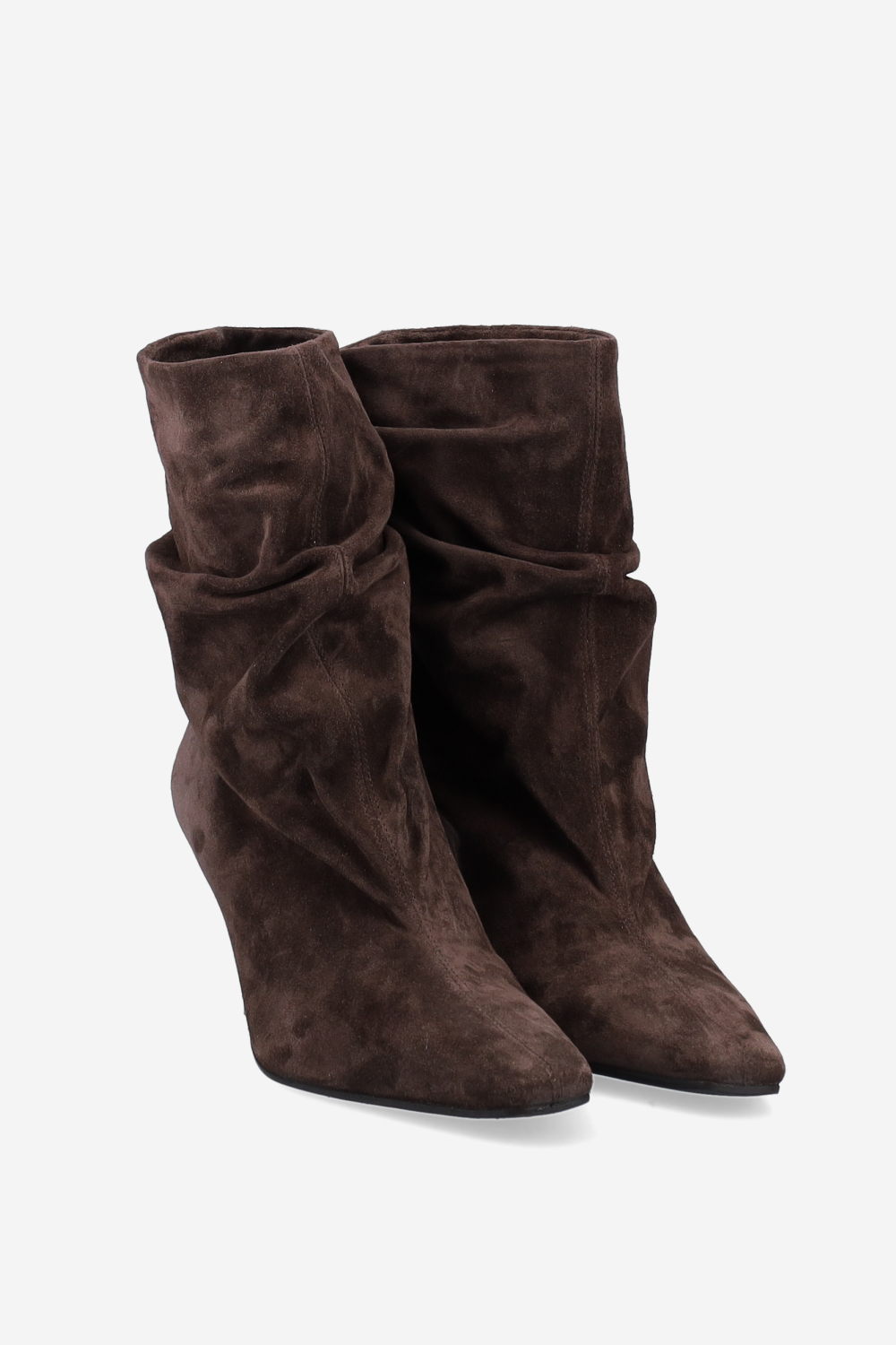 Draped suede ankle boots