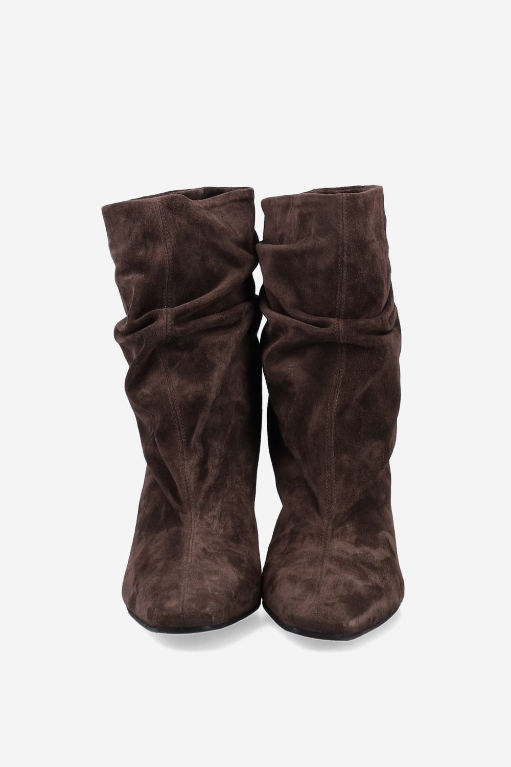 Draped suede ankle boots
