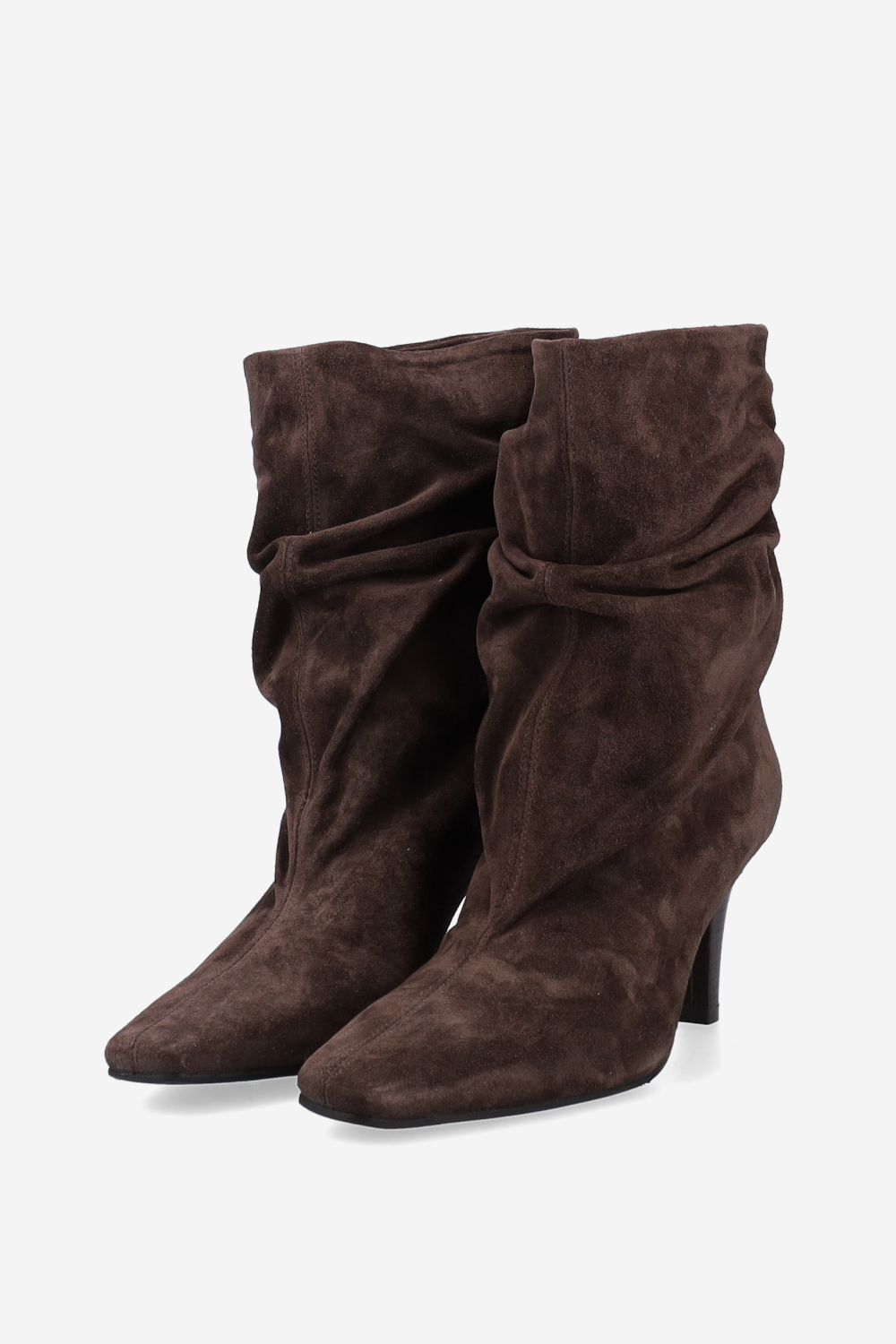 Draped suede ankle boots
