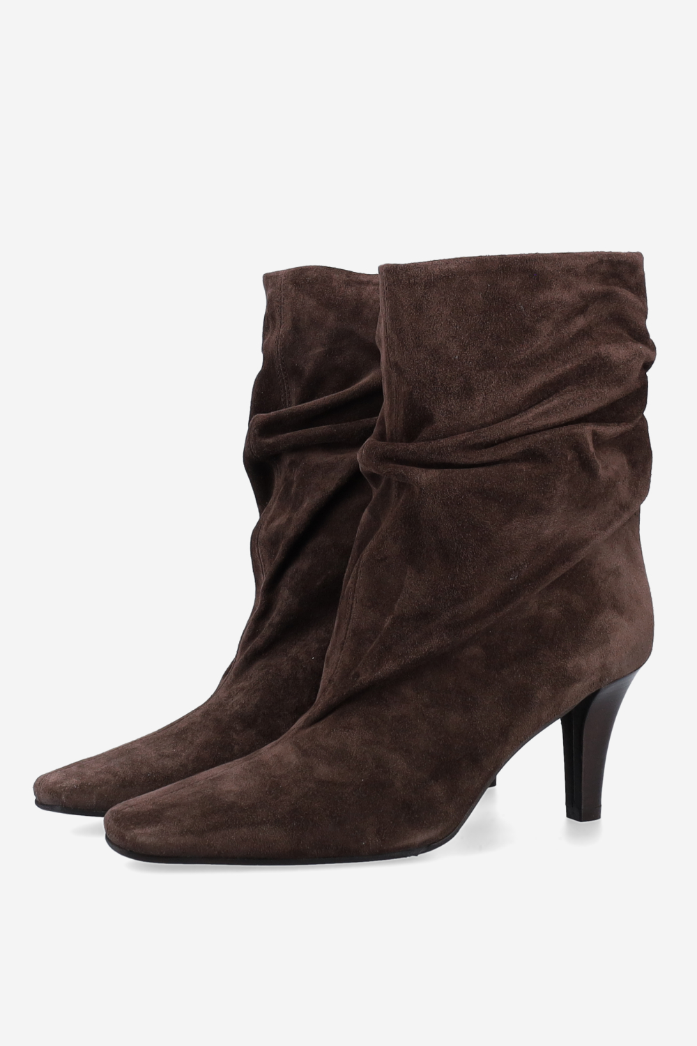 Draped suede ankle boots