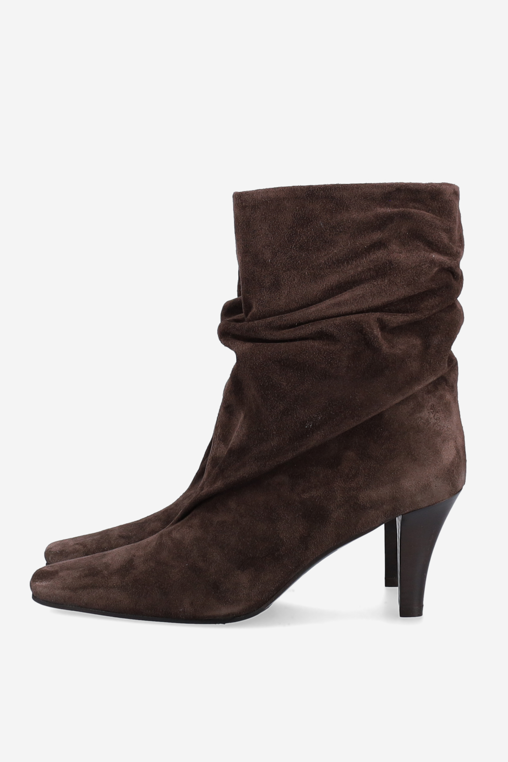 Draped suede ankle boots