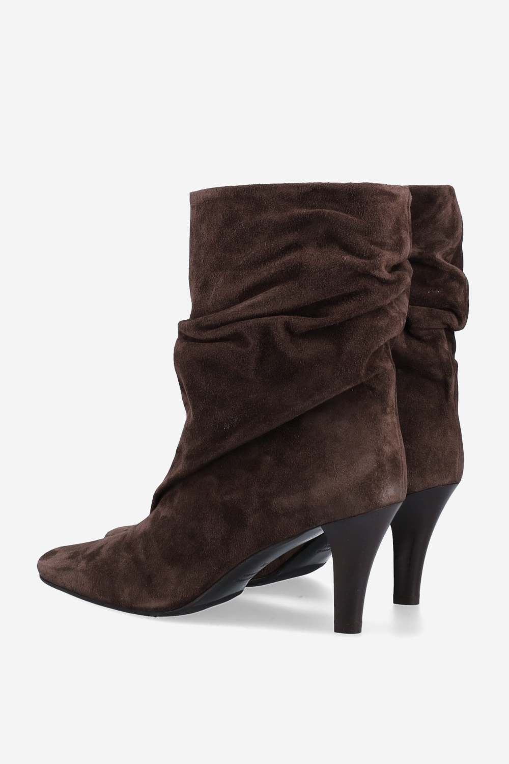 Draped suede ankle boots