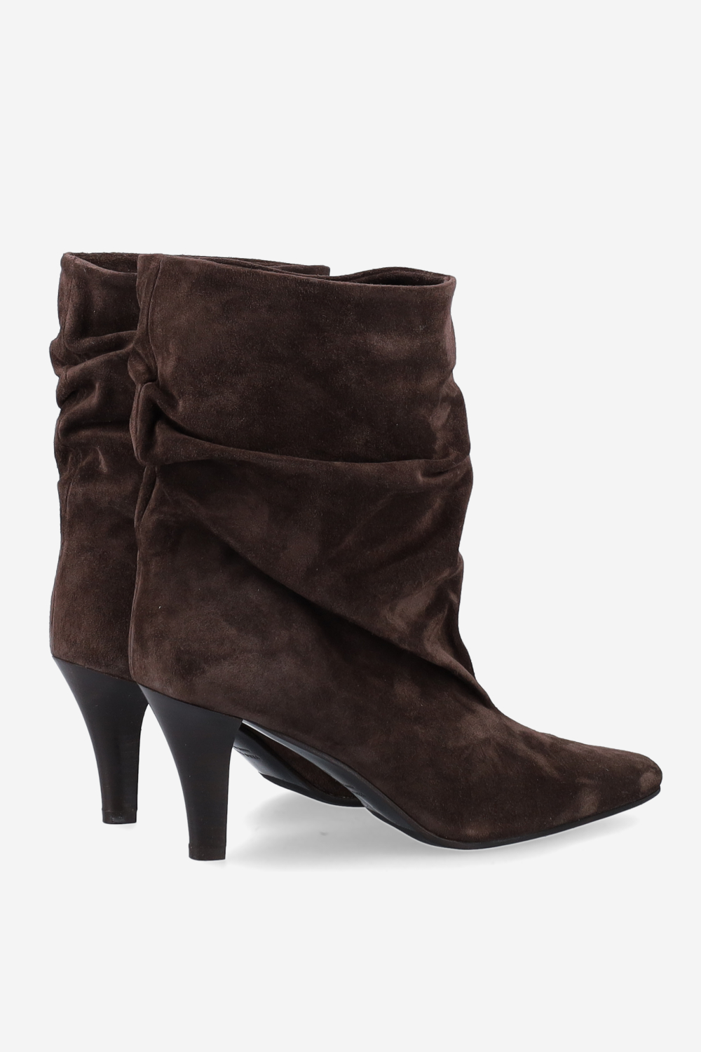 Draped suede ankle boots
