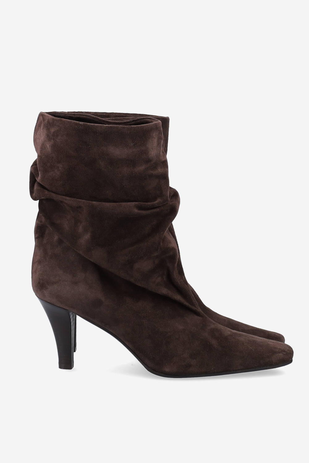 Draped suede ankle boots