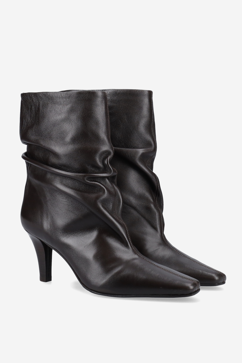 Draped leather ankle boots