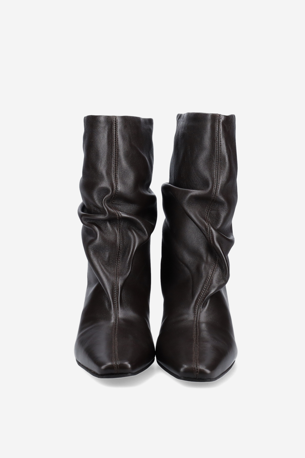 Draped leather ankle boots