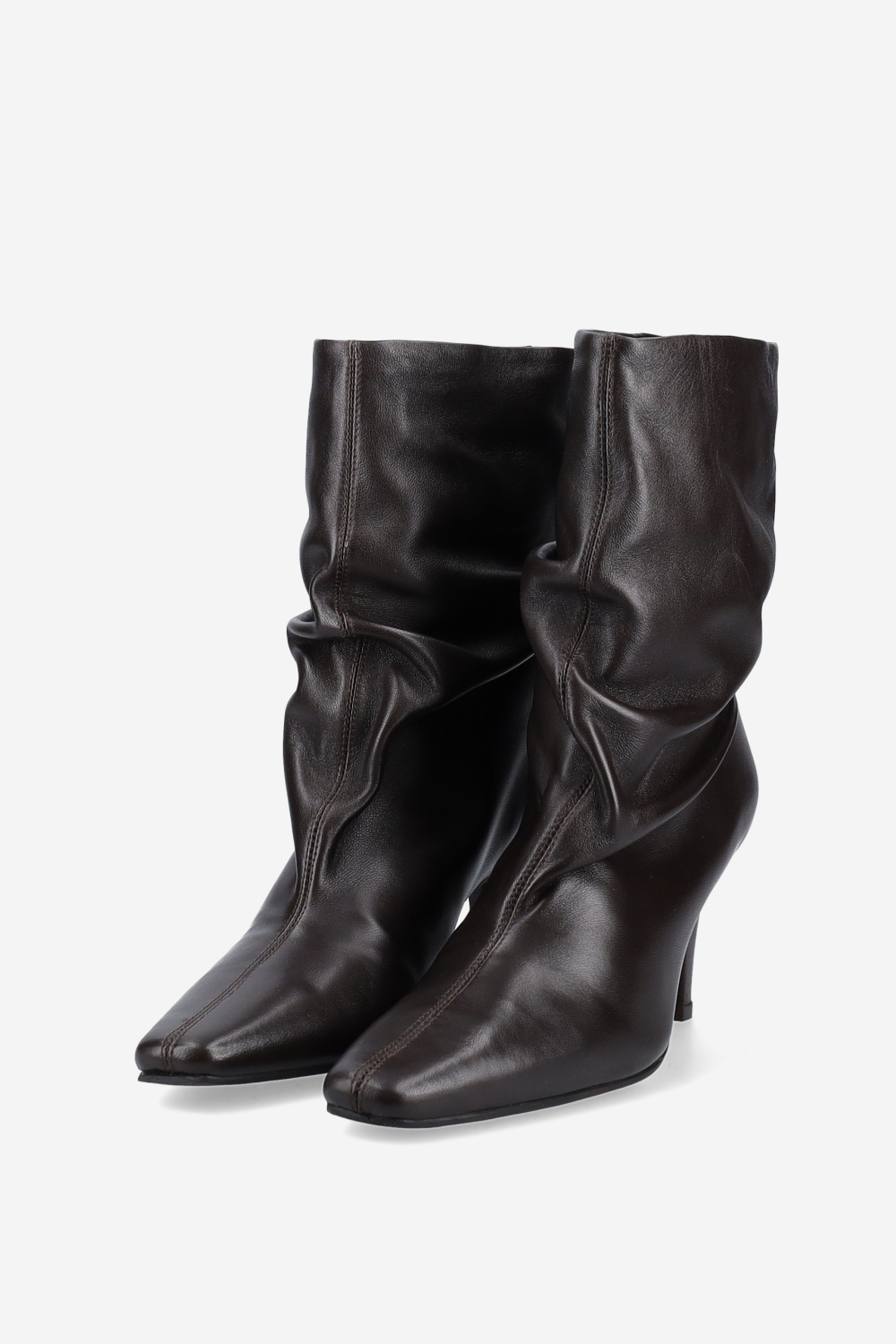 Draped leather ankle boots