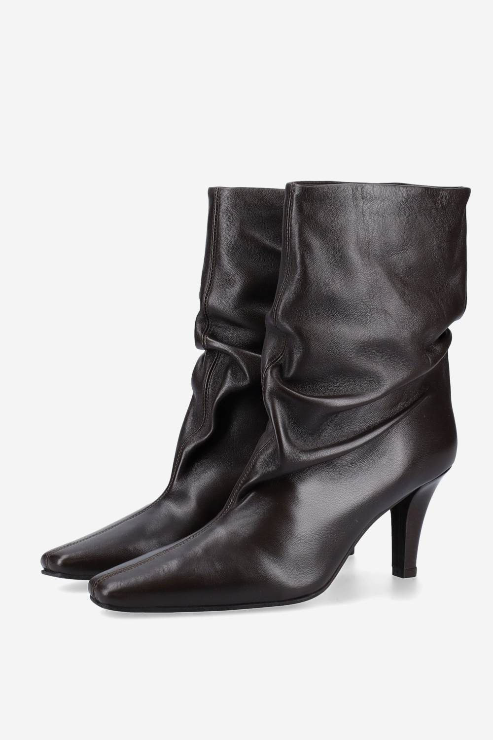 Draped leather ankle boots