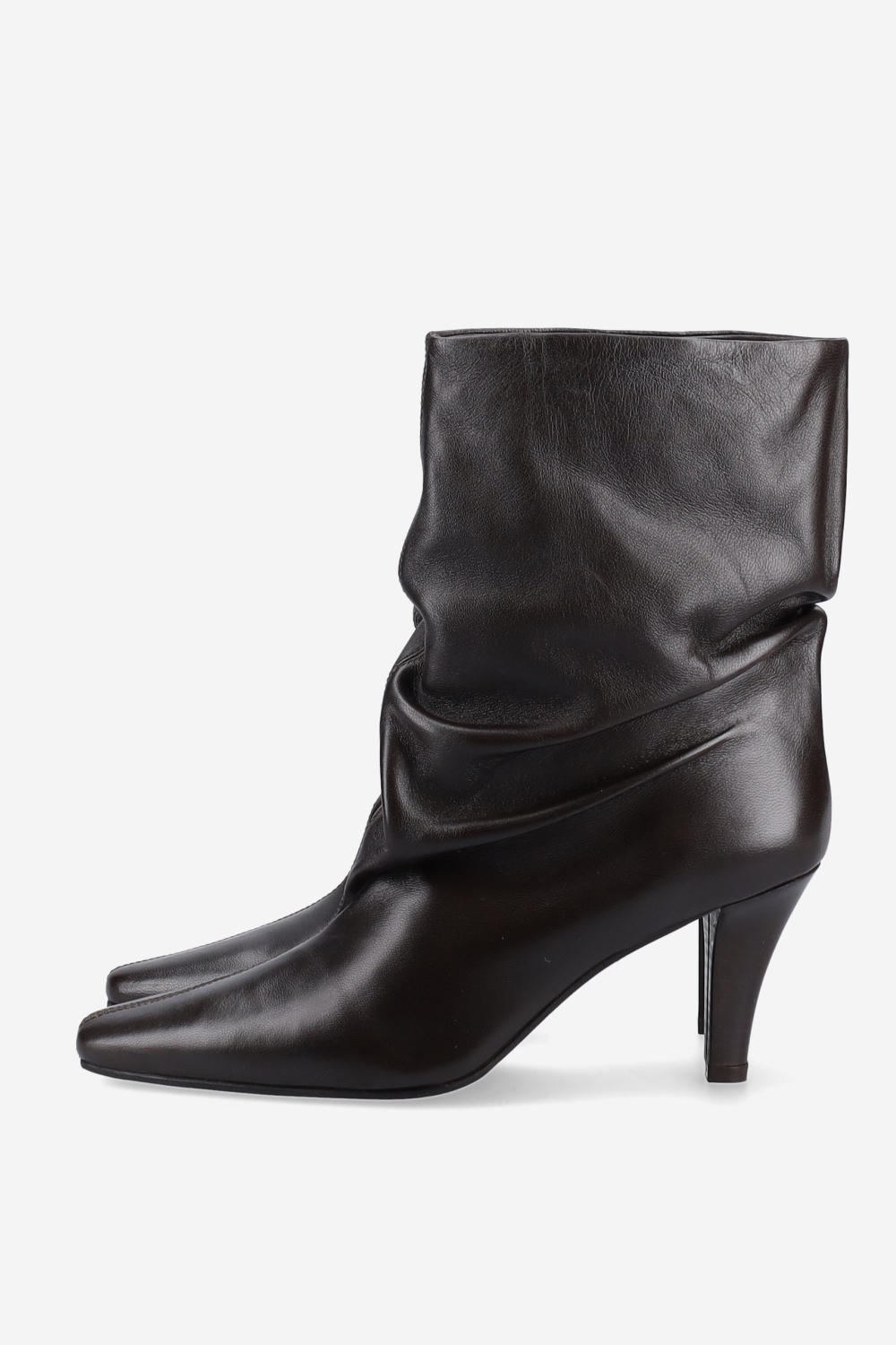Draped leather ankle boots