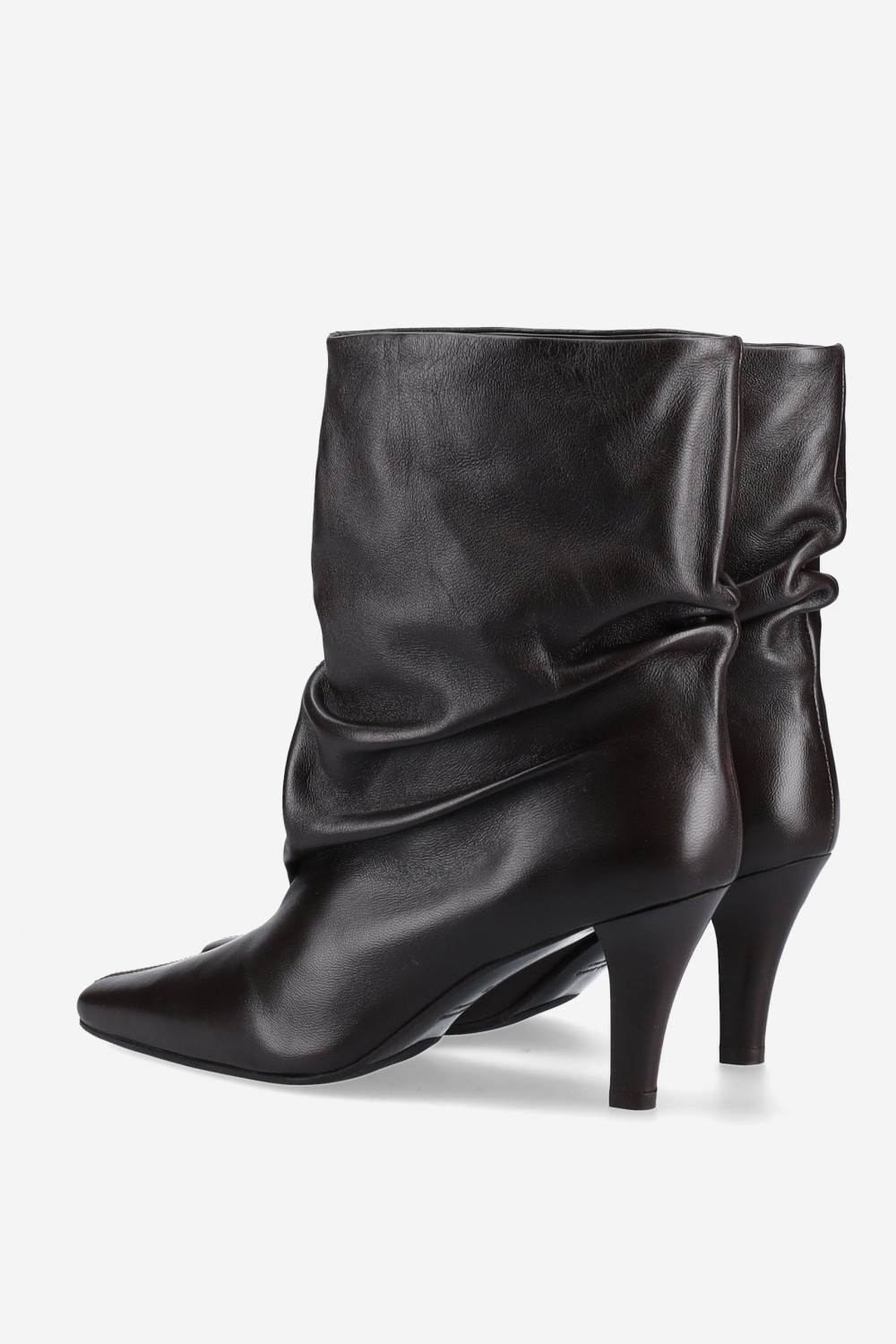Draped leather ankle boots