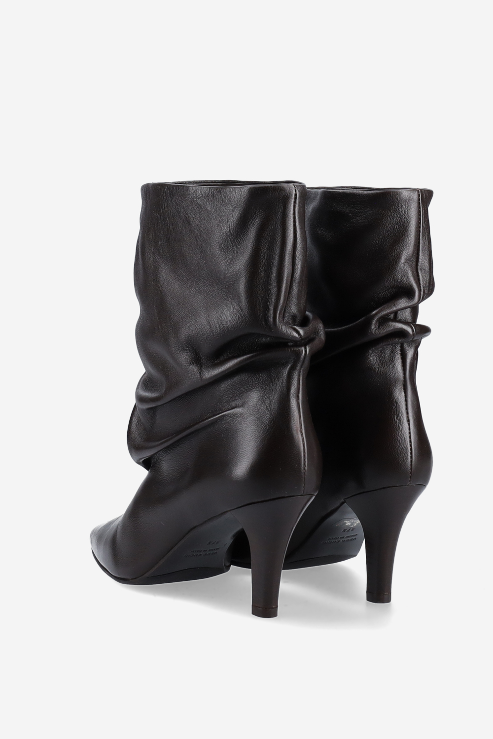 Draped leather ankle boots