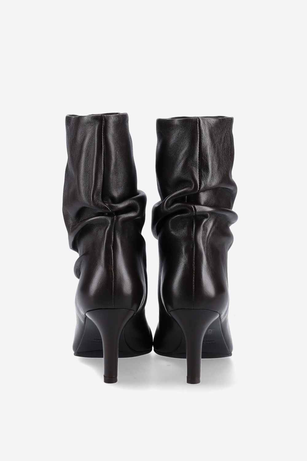 Draped leather ankle boots