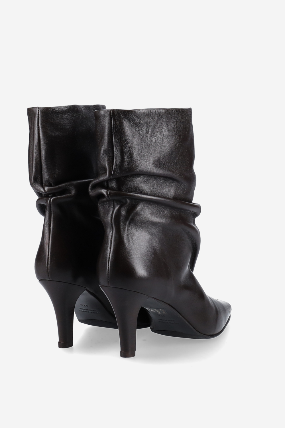 Draped leather ankle boots