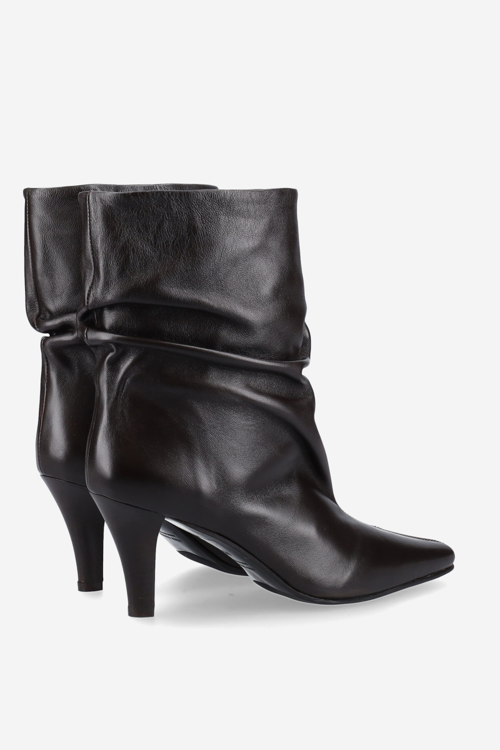 Draped leather ankle boots