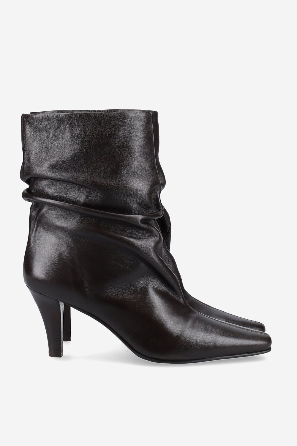 Draped leather ankle boots