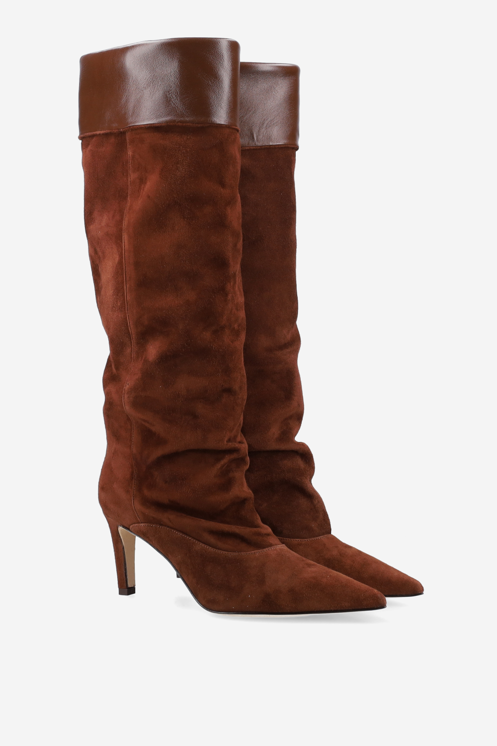 Fold-over suede boots