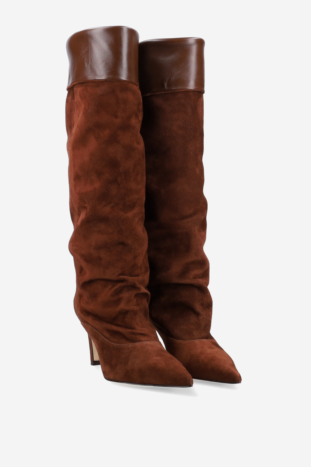Fold-over suede boots