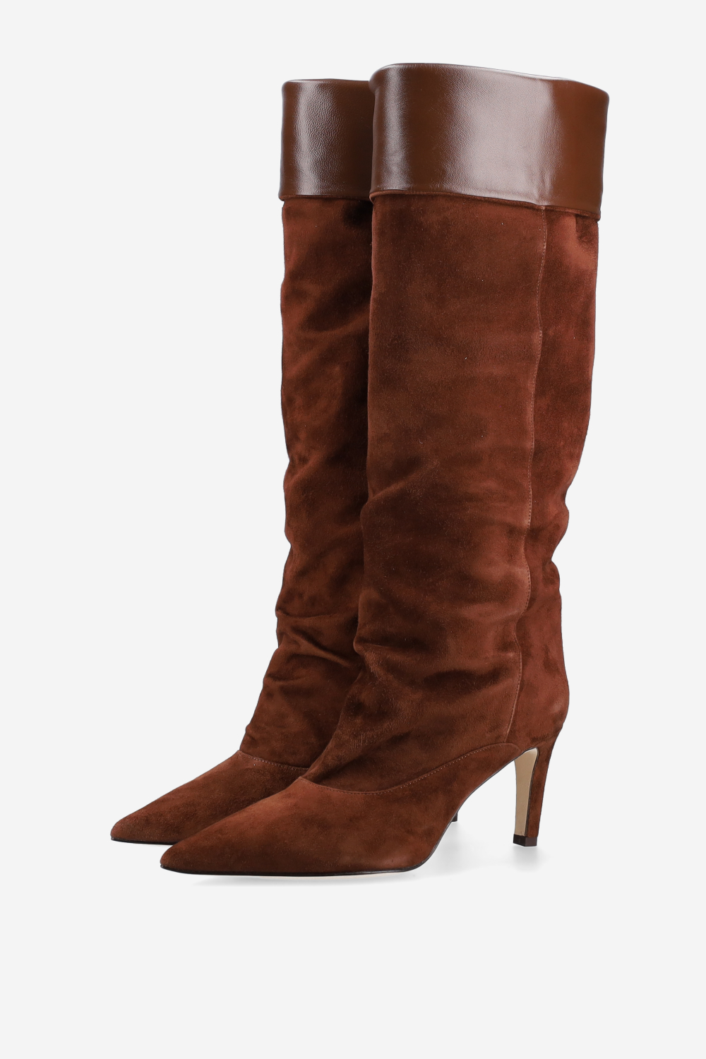 Fold-over suede boots