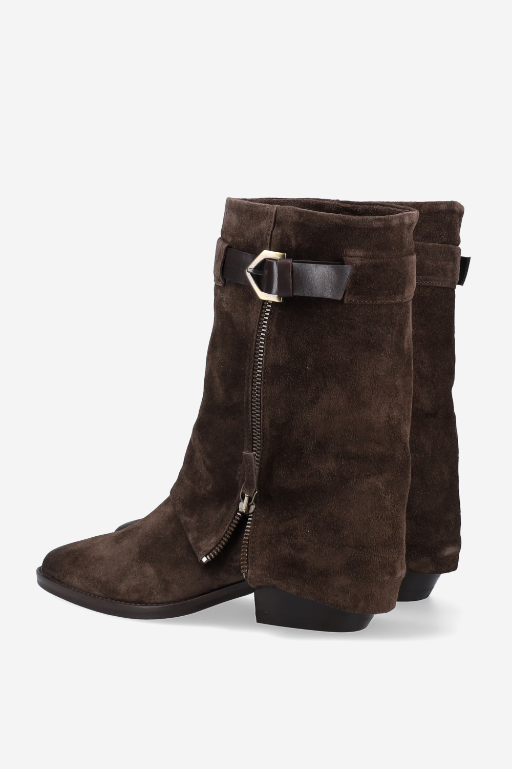 Zipped suede boots