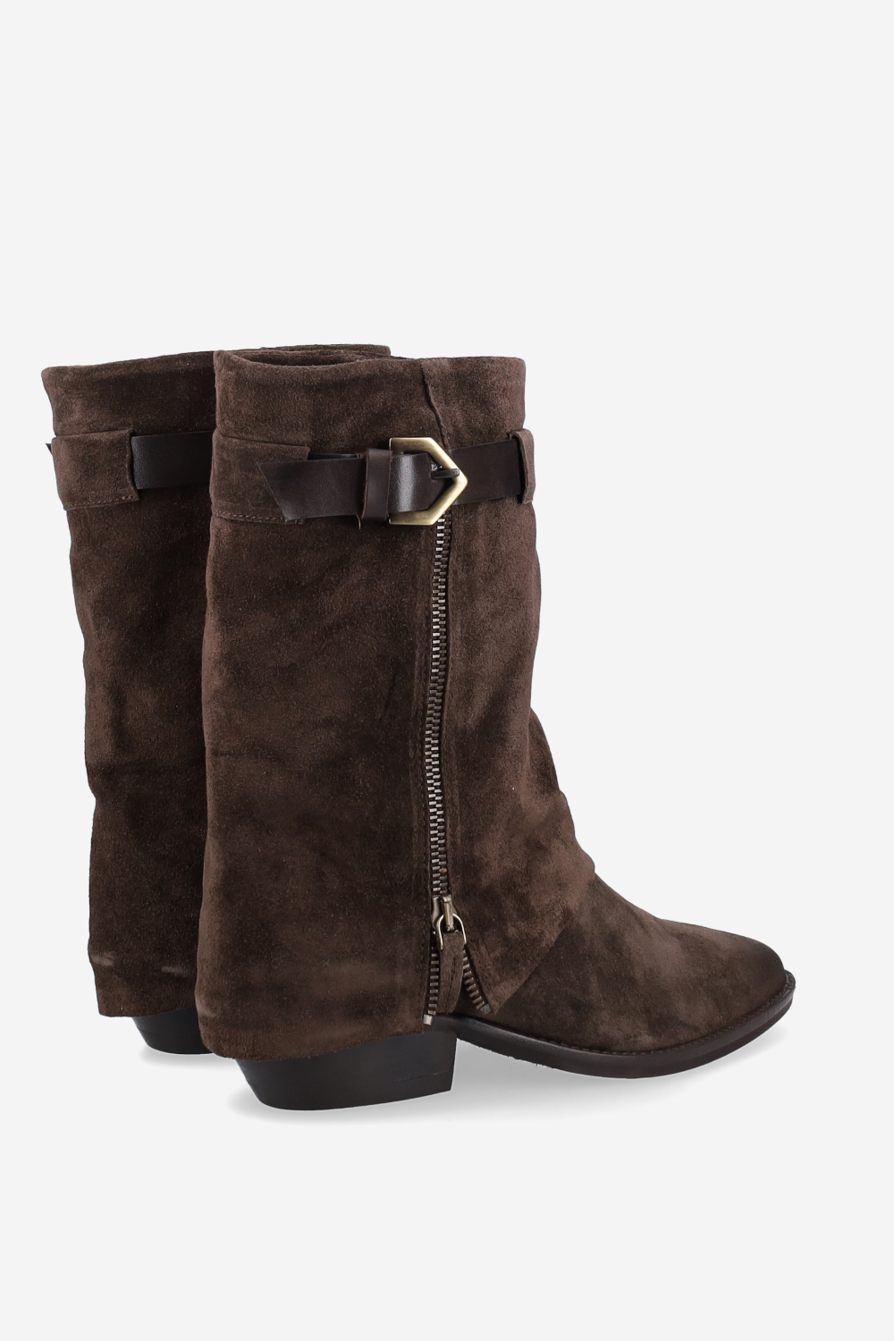 Zipped suede boots