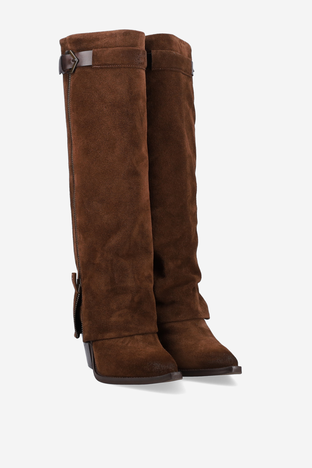 Fold-over suede boots