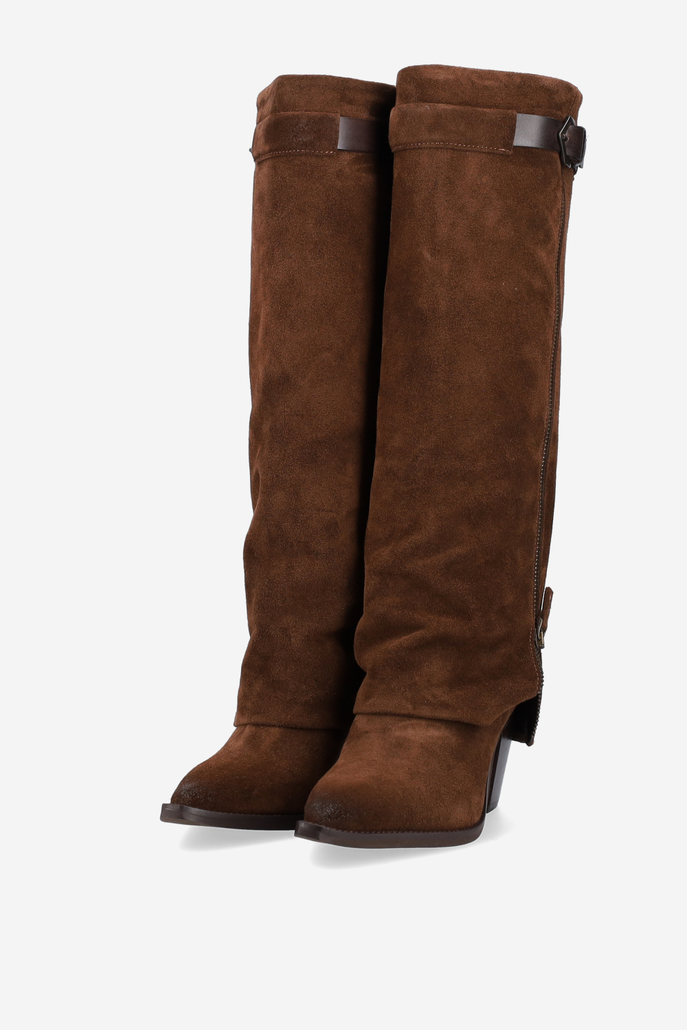 Fold-over suede boots