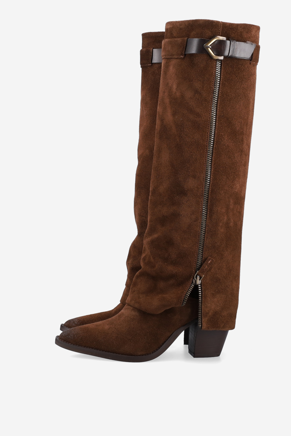 Fold-over suede boots