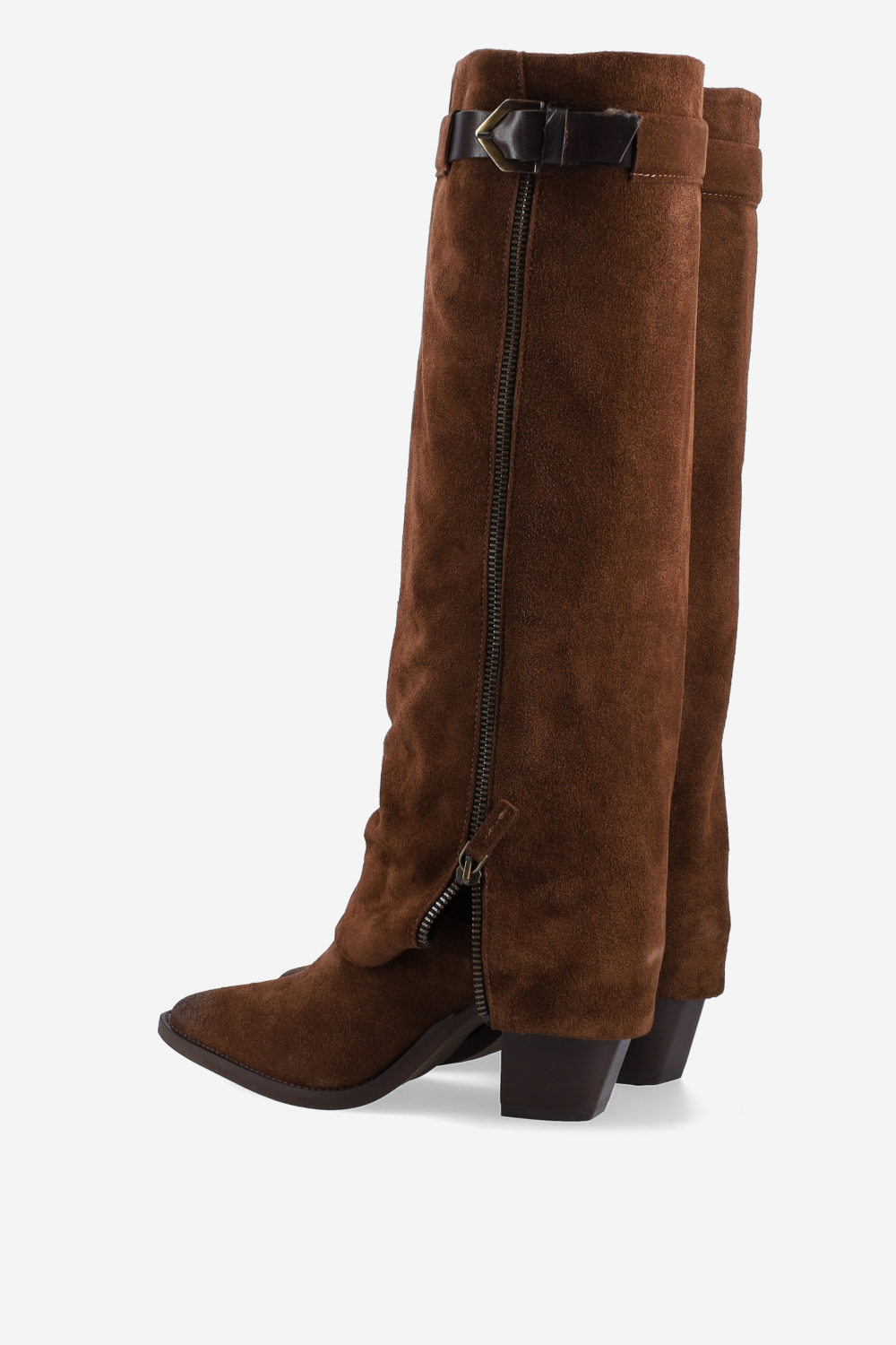 Fold-over suede boots