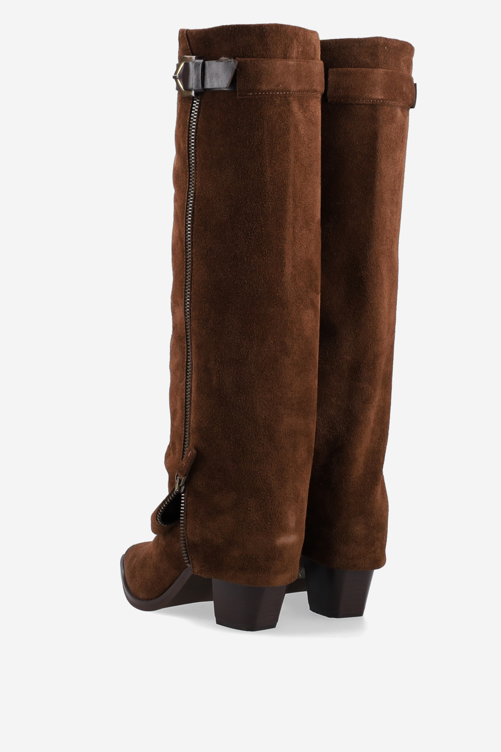 Fold-over suede boots