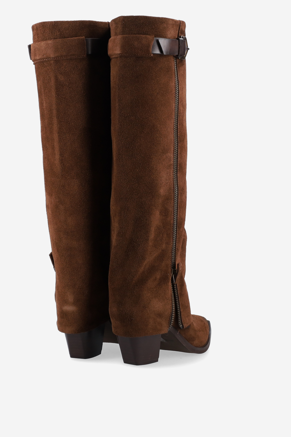 Fold-over suede boots