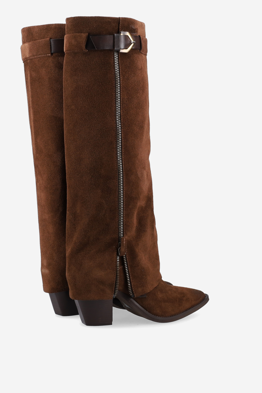Fold-over suede boots