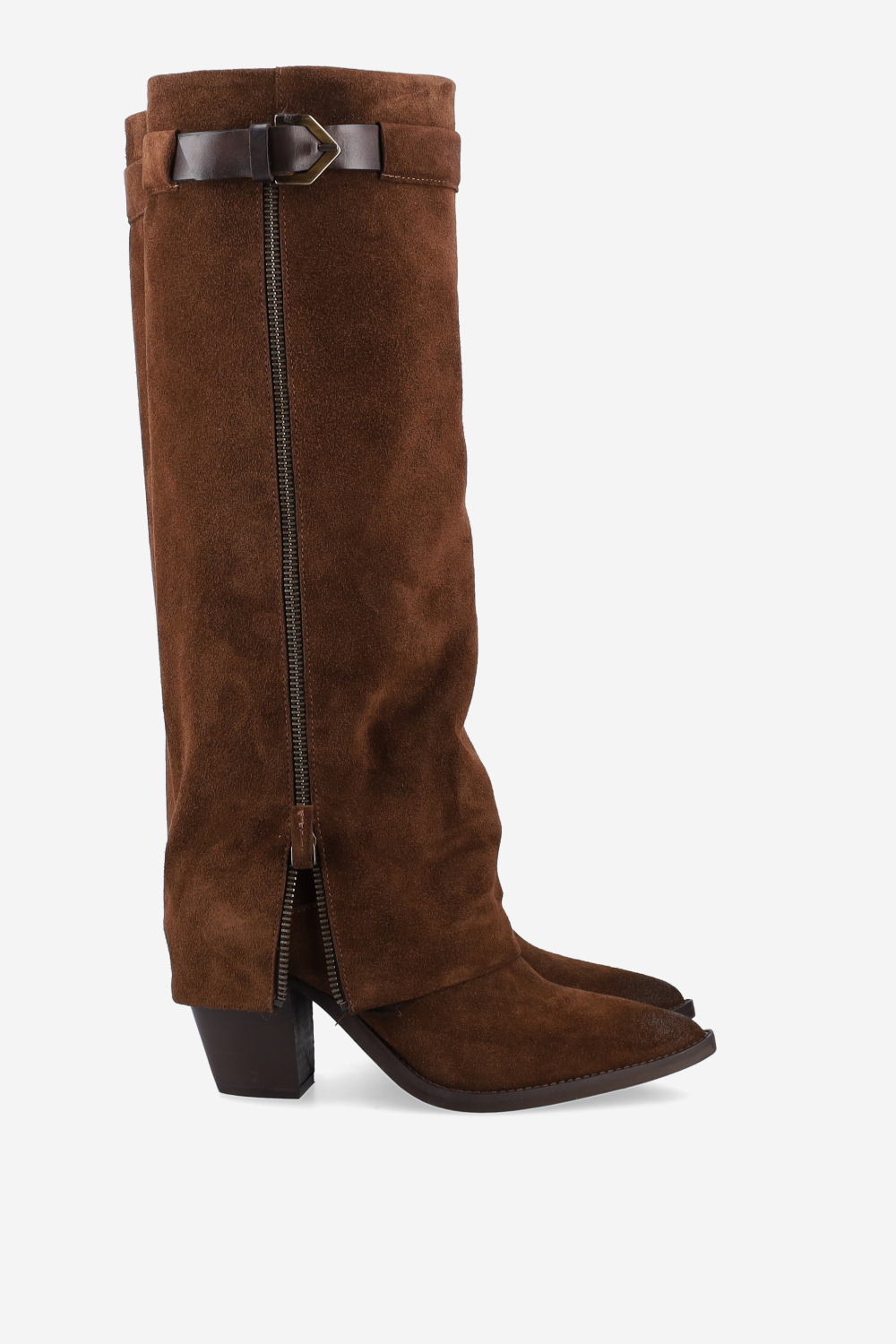Fold-over suede boots