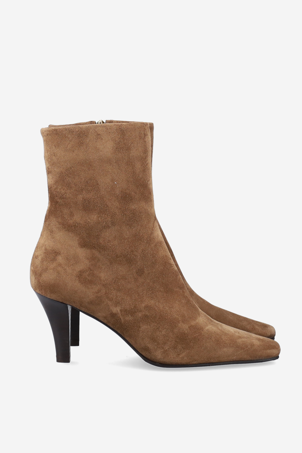 Zipped suede ankle boots