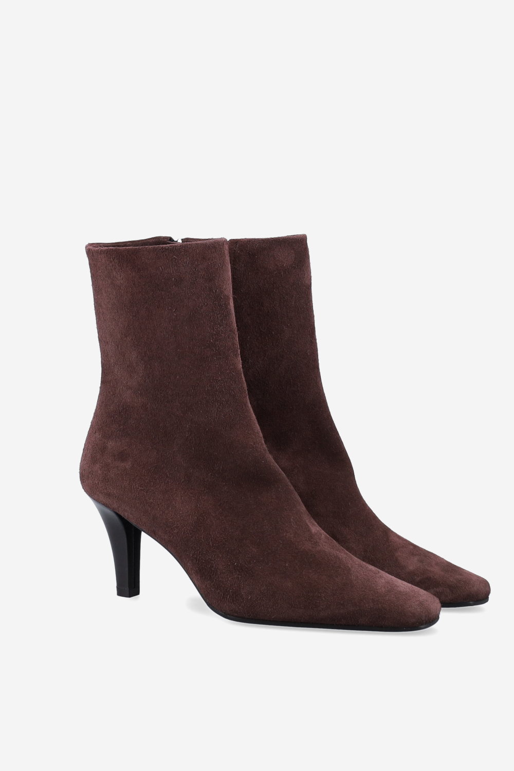 Zipped suede ankle boots