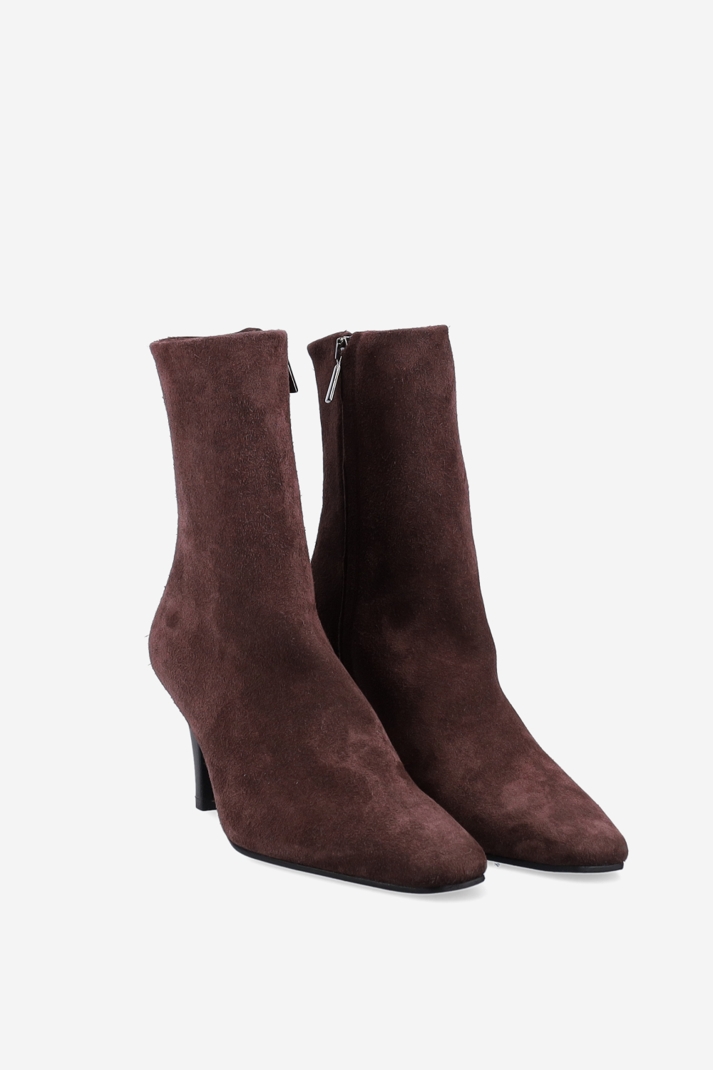 Zipped suede ankle boots