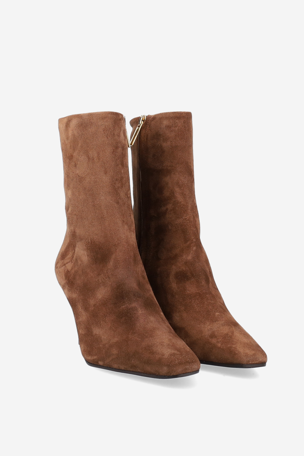 Zipped suede ankle boots