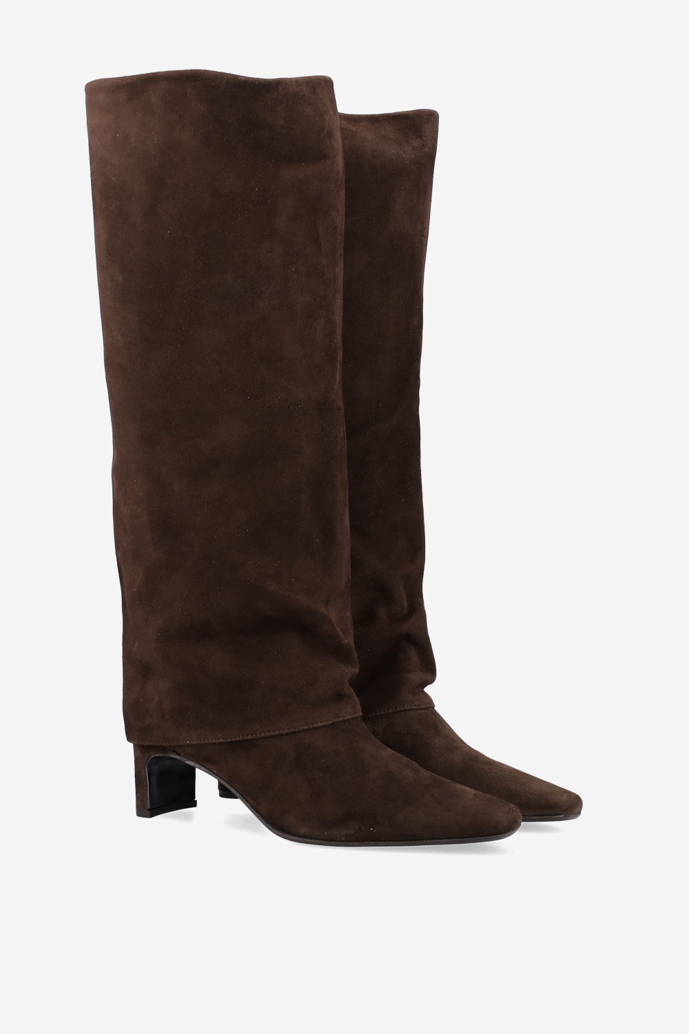 Fold-over suede boots